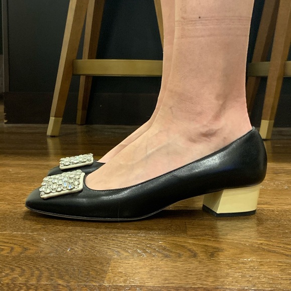 Kate Spade black/cream diamond-studded heels - Picture 3 of 4